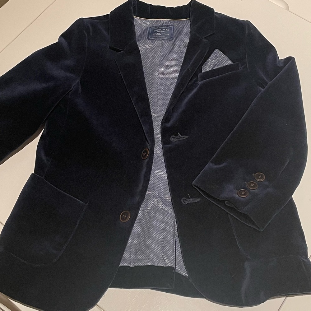Zara Baby Boy Christmas Edition Navy velvet blazer